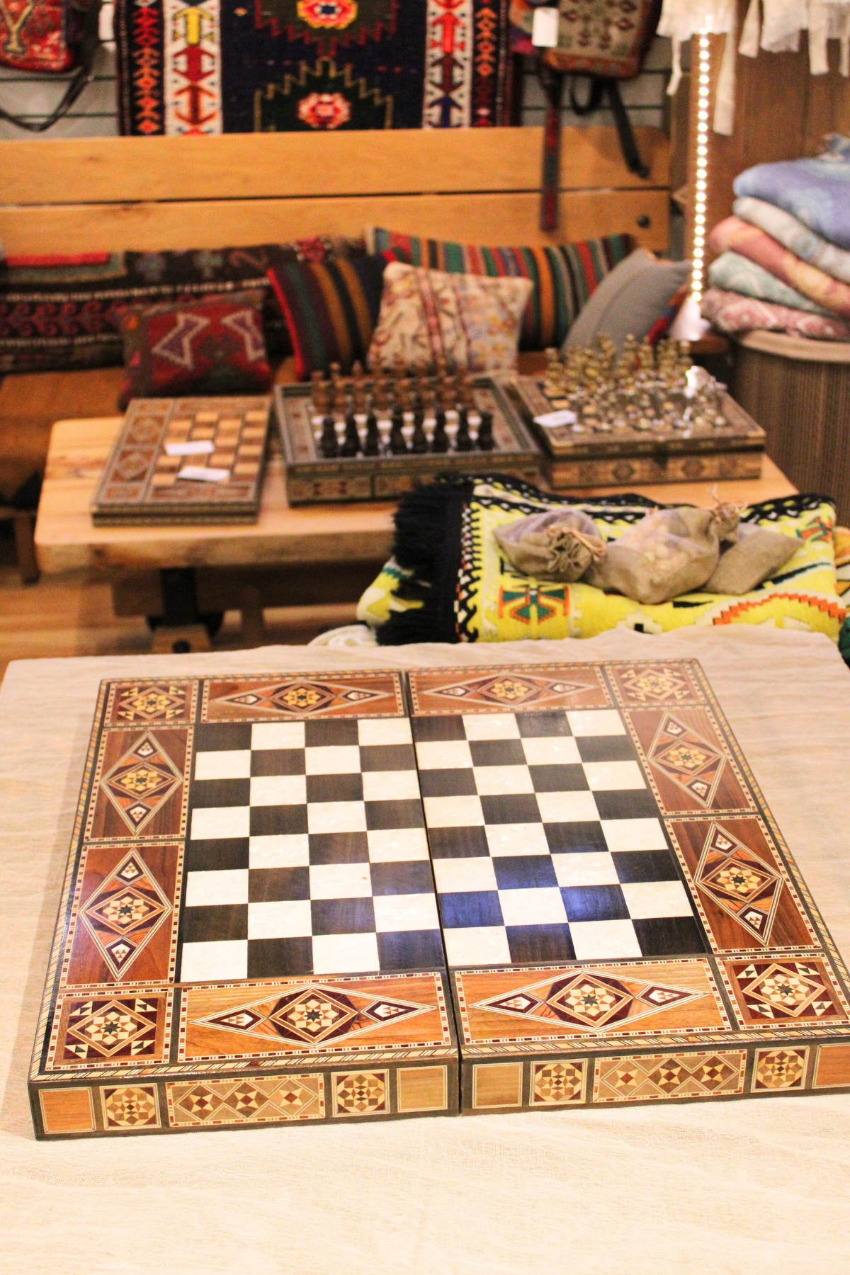 Hikma Syrian Mosaic Backgammon & Chess Board