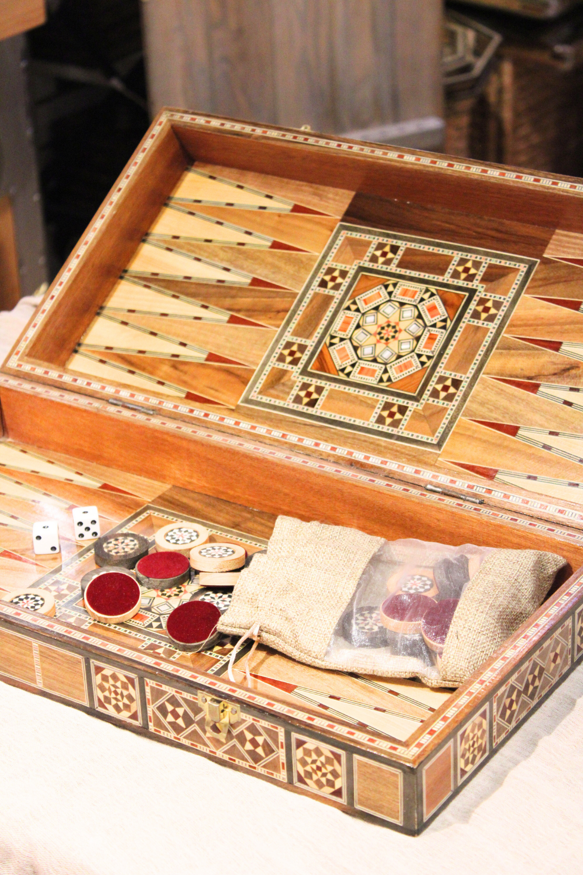 Hikma Syrian Mosaic Backgammon & Chess Board