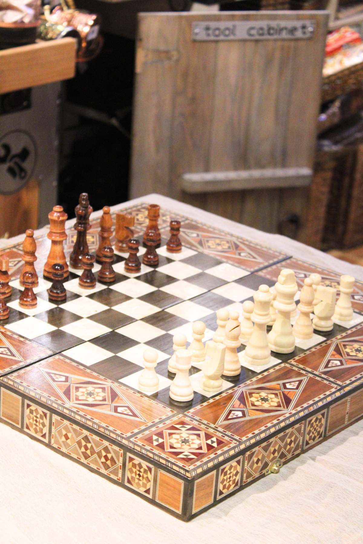 Hikma Syrian Mosaic Backgammon & Chess Board