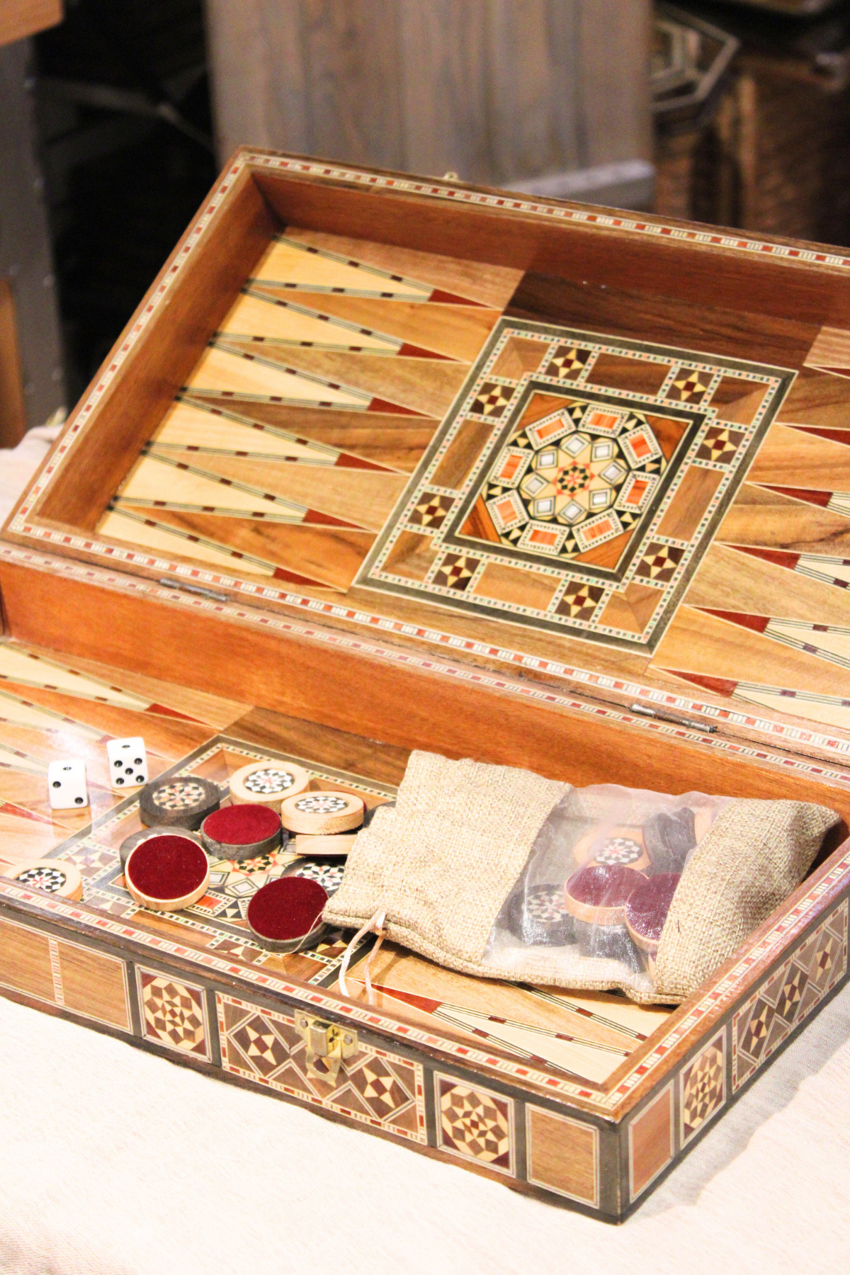 Hikma Syrian Mosaic Backgammon & Chess Board