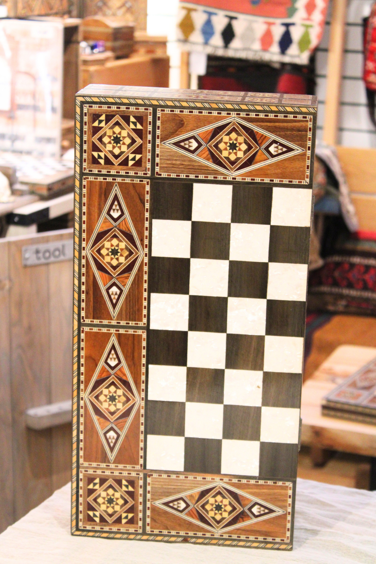 Hikma Syrian Mosaic Backgammon & Chess Board